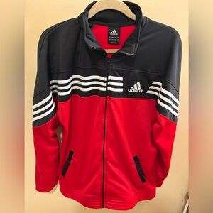 Adidas Men's Colorblock Track Jacket Red Black White Zip Up Size Large